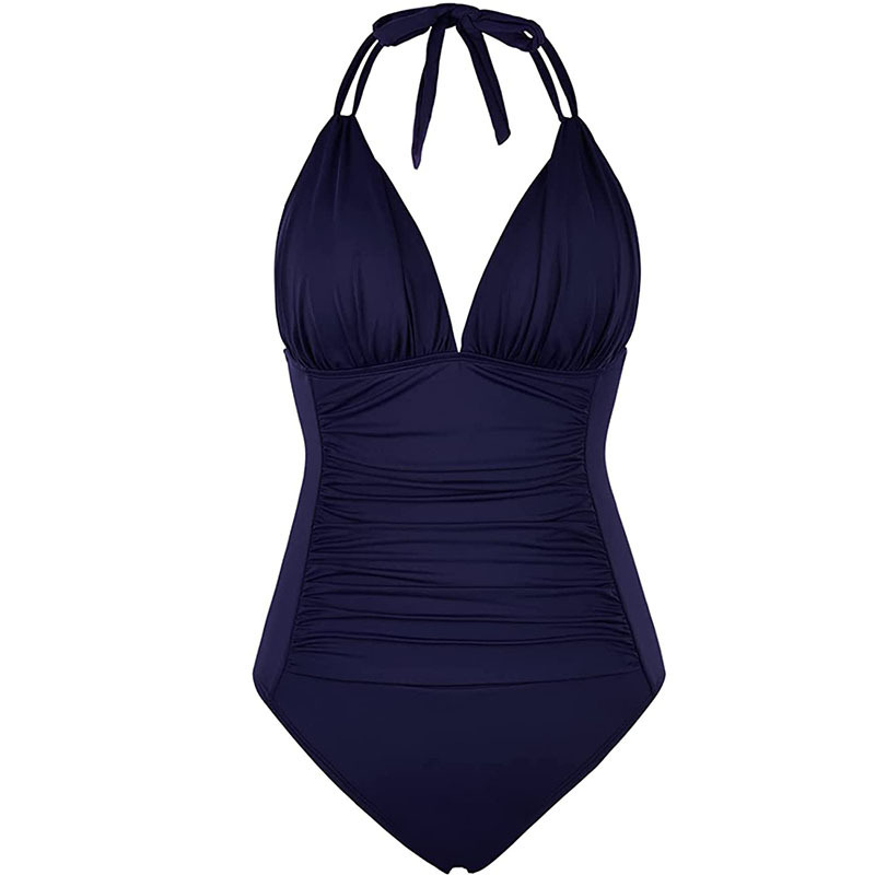 Multi-colored Ruffled Trim Figure-hugging Backless One-piece Swimsuit - Image 10