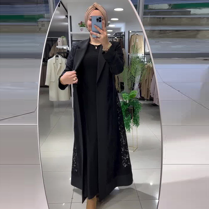 Elegant Hollowed-Out Fashionable Trench Coat For Women - Image 3