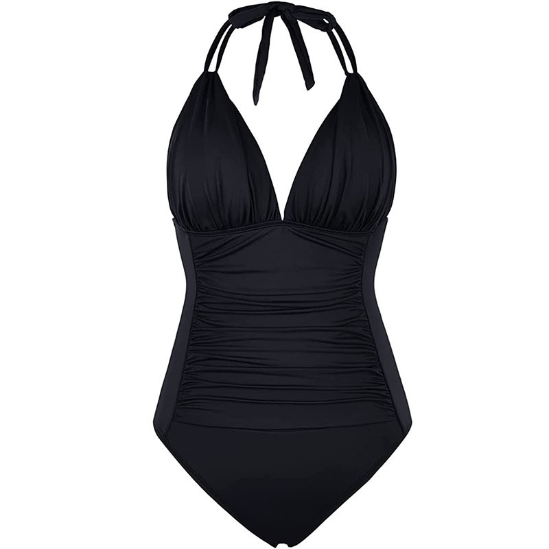 Multi-colored Ruffled Trim Figure-hugging Backless One-piece Swimsuit - Image 5