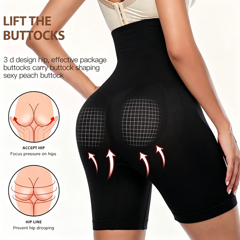 High Waist Tummy Control Shapewear For Women Seamless Firm Compression Body Shaper Shorts Plus Size Adjustable Hooks Butt Lifting Underwear - Image 5