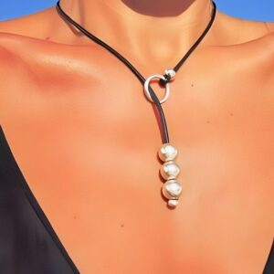 Bohemian Geometric Circle Leather Cord Bead Adjustable Necklace